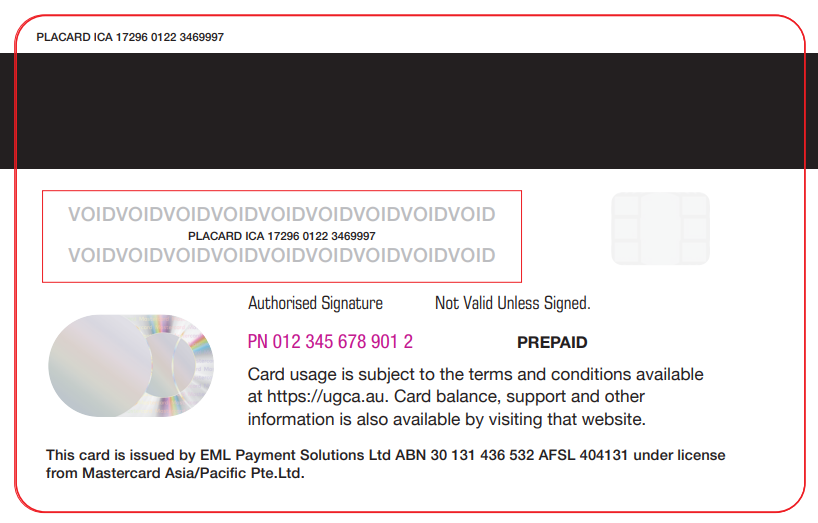 The location of the Card Proxy ID is the bottom right of the card